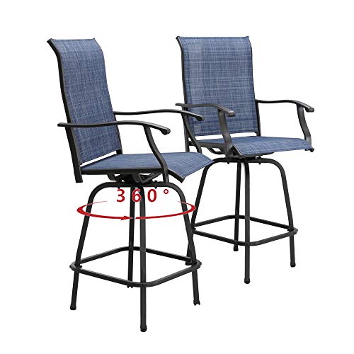 PatioFestival Patio Swivel Bar Stools Outdoor High Bistro Stools Height Chairs All Weather Garden Furniture Bar Dining ChairSet of 2
