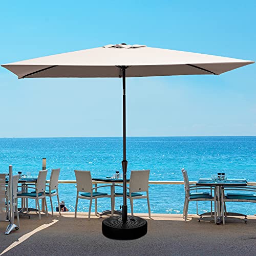 JEAREY 65x10 FT Rectangula Patio Umbrellas Aluminum Outdoor Umbrella Market Table Umbrellas with Push Button Tilt Crank and 6 Sturdy Ribs for Lawn Garden Deck Backyard  Pool Beige