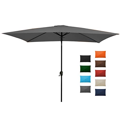 MEWAY Rectangular Patio Table Umbrella Garden Umbrella with Tilt and Crank for Commercial Event Market Garden DeckBackyardPool and Patio Table (66 X 10 ft Grey)