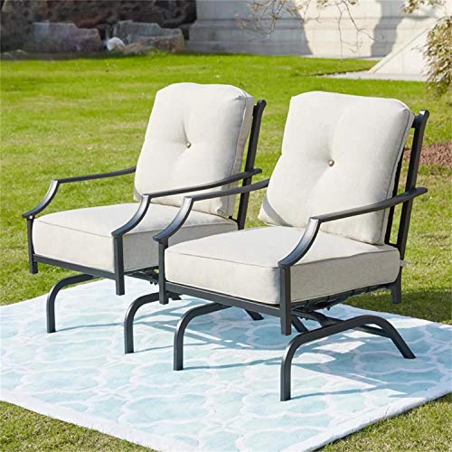 Top Space Patio Chairs Outdoor Rocking Chairs Bistro Set Patio Conversation SetMetal Outdoor Furniture with Cushion