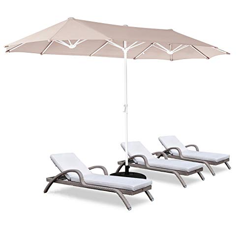 ROWHY 12ft Patio Umbrella DoubleSided Outdoor Market Umbrella Large Umbrella with Crank for Pool Patio Furniture Patio Shade(Beige)