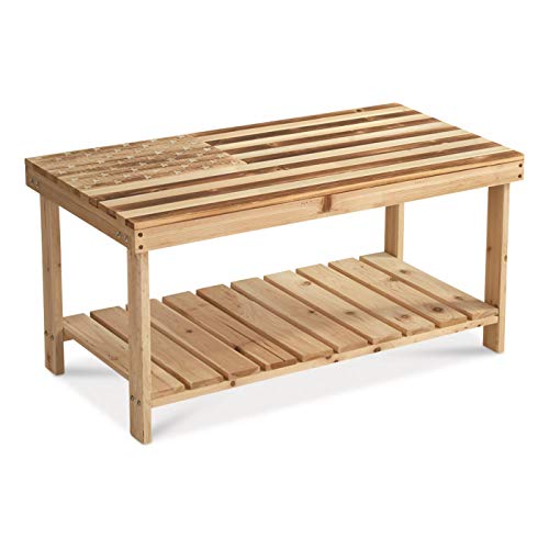 CASTLECREEK Distressed American Flag Wood Coffee Table Patio Table Outdoor Table Low Table
