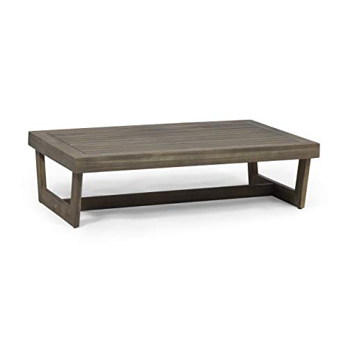Great Deal Furniture Hannah Outdoor Acacia Wood Coffee Table Gray