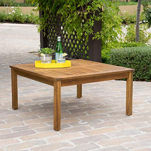 Outdoor Acacia Wood Square Coffee Table Brown Water Resistant Weather