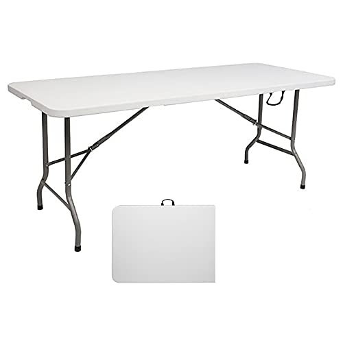 Folding Table 6Ft Adjustable Height Foldable Tables Portable Outdoor Camping Table wHandle for Friends Reunion Family Party Picnic Camping Courtyard Beach Backyard  Barbecue (72 x 30 x 29)