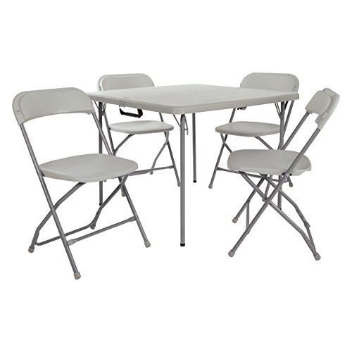 Office Star Table And Chair Set Light Grey Bench and Table Set 5Piece Square