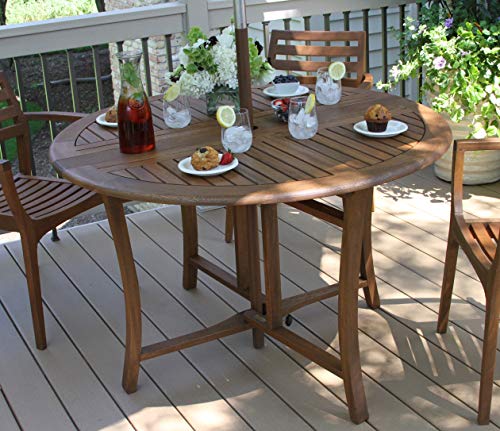 Outdoor Interiors Round Folding Table 48Inch Brown
