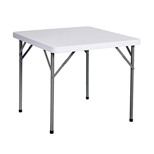 GoTrio Square Folding Card Table 34 Indoor Outdoor Plastic Portable Picnic Party Dining Camp Tables Lightweight Utility Table White Granite