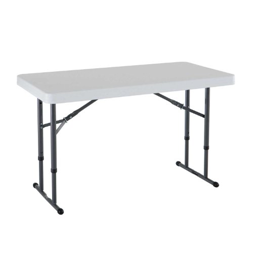 LIFETIME 80160 Commercial Height Adjustable Folding Utility Table 4 Feet White Granite