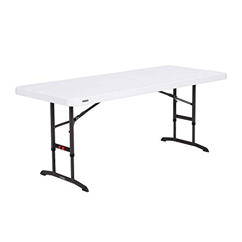 Lifetime 80752 Commercial Adjustable Height Folding Table 6Foot White Granite