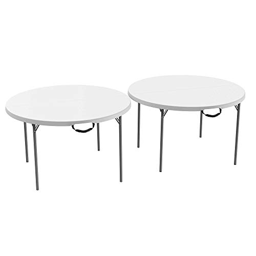 Lifetime 80886 48Inch Round FoldinHalf 2 Pack Light Commercial White Granite Table