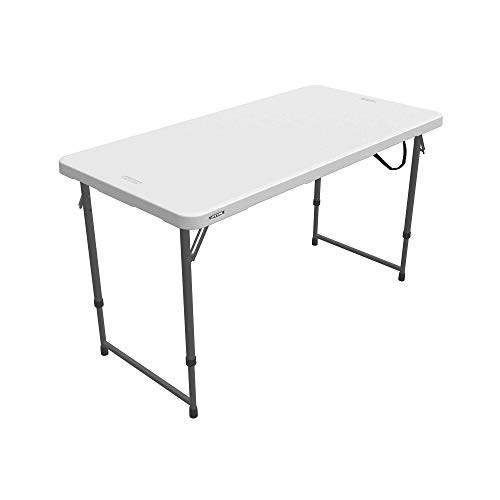 Lifetime Height Adjustable Craft Camping and Utility Folding Table 4 Foot 448 x 24 White Granite