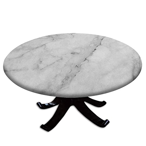 Marble Elastic Edged Round Table Cloths Elastic Tablecloth Protective Table Pad Granite Surface Nature Effect and Cracks Antique Style Table Cover for Indoor Outdoor Patio Use Fit for 4347 Table