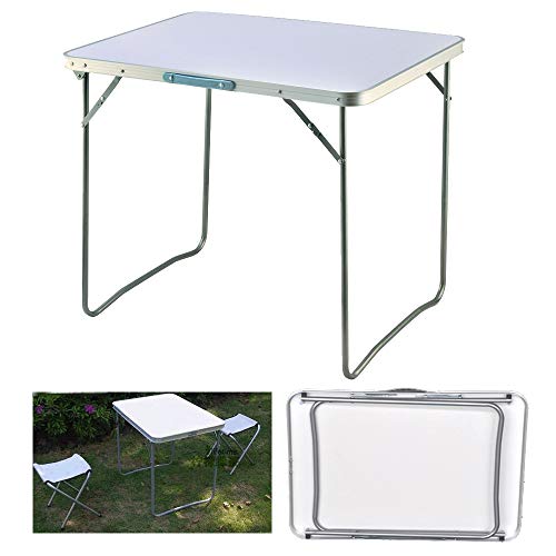AUTOFU Folding Table Portable Picnic Table Come with Carrying Handle Withe Square 80cm Lenth Camping Picnic Table Fold Up Computer Table for Game