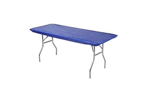 KwikCovers 8 Rectangular Plastic Table Covers 30 x 96 (8 Feet) Bundle of 10  Indoor or Outdoor Fitted Table Covers for Banquet Tables (10 Pack Royal Blue)