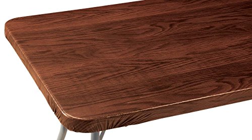 Miles Kimball Wood Grain Vinyl Elasticized Banquet Table Cover  48 x 24 Oblong