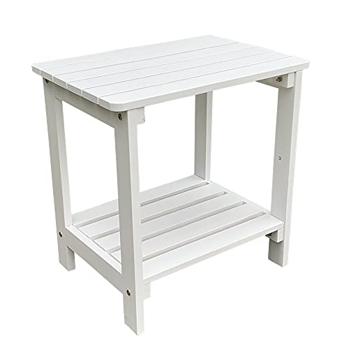 BZ KD50W Outdoor Porch Wooden Side Table Rectangular Storage White