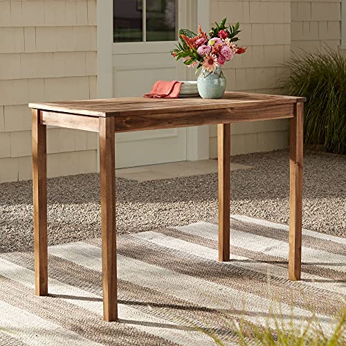 Teal Island Designs Nova Farmhouse Rustic Modern Wood Outdoor Rectangular Bar Table 48 x 24 Natural Brown Stain for Spaces Porch Patio Home House Entryway