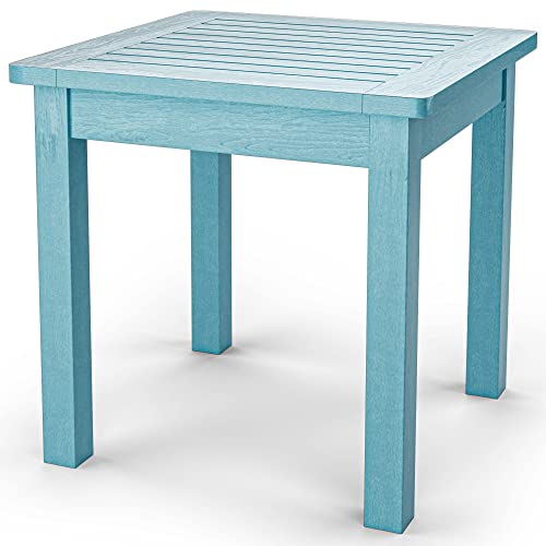 YEFU Oversize Outdoor Side Table 18 Inch Outside Plastic Adirondack Side Table Weather Resistant Hips High Strength Poly Wood Rustproof Waterproof Material for Patio Pool Front Porch Table(Blue)
