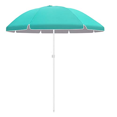 Bessport 77FT Beach Umbrella Builtin Sand Anchor  Tilt Mechanism Beach Shelter with Silver Coat for Beach Garden