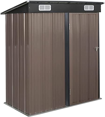 GRAVFORCE 5 x 3 Outdoor Metal Storage Shed Outdoor Shed Galvanized Steel Garden Shed with Single Lockable Door Tool Storage Shed for Backyard Patio Lawn (Dark Grey)