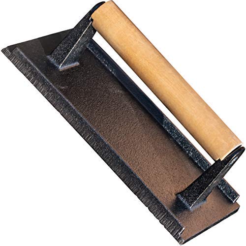 Pro Grade Pre Seasoned Cast Iron Grill Weight 1Pk Heavy Duty Steak and Burger Press with Wooden Handle for Grills Griddles and Flattops Perfect Gadget for Bacon Paninis Sandwiches and Vegetables