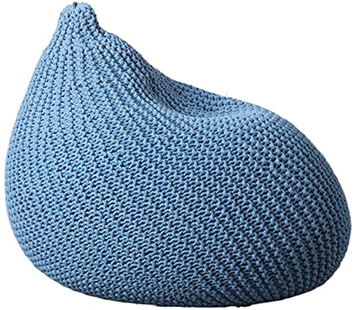 Patio Lounge Chairs Recliner Knitted Bean BagOutdoor Indoor Bean Bag Chair Kids Adults Footstool PouffeRecliner Gaming Bean Bag for Garden Living Room Bedroom Grey 75x65cm (Color  Blue S