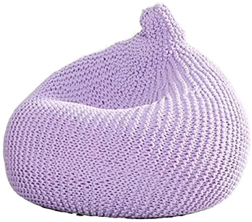 Patio Lounge Chairs Recliner Knitted Bean BagOutdoor Indoor Bean Bag Chair Kids Adults Footstool PouffeRecliner Gaming Bean Bag for Garden Living Room Bedroom Grey 75x65cm (Color  Purple