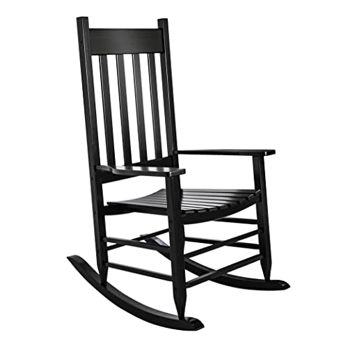 HOMESTEAD Outdoor Rocking Chairs Vertical High Back Slat  Comfortable Reclining Seat Supports Up to 250 lbs Easy to Assembly (Black)