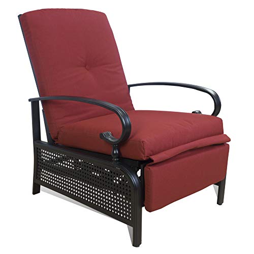 Kozyard Adjustable Patio Reclining Lounge Chair with Strong Extendable Metal Frame and Comfortable Cushions for Outdoor Reading Sunbathing or Relaxation (Burgundy)