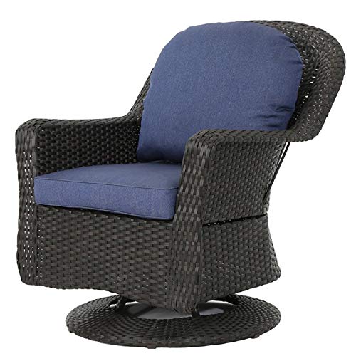 Noble House Liam Outdoor Wicker Swivel Club Chair in Dark Brown (Set of 4)