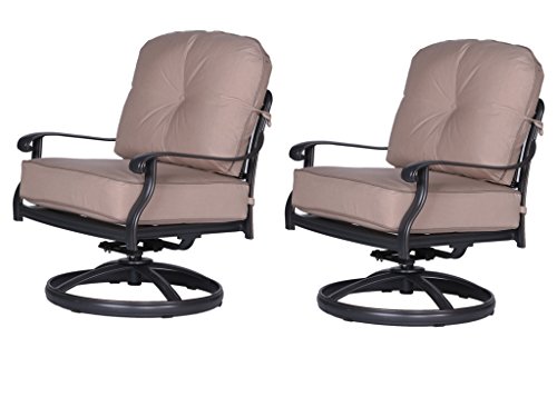 iPatio Athens Club Swivel Chairs with Cushion  Quality Outdoor Patio Furniture (Set of 2)
