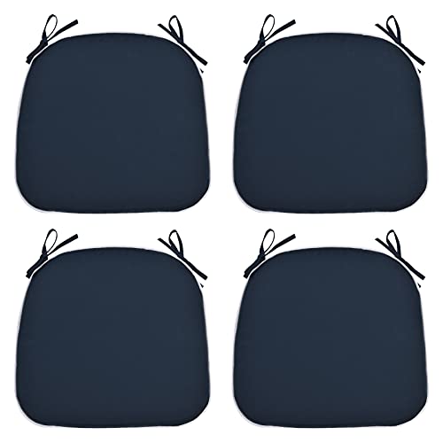LUCKY KAKA OutdoorIndoor Waterproof Patio Chair Cushions with Ties Seat Cushions for Patio Furniture Home Office Garden UShaped 16 x 17 Chair Pads (Set of 4 Black)