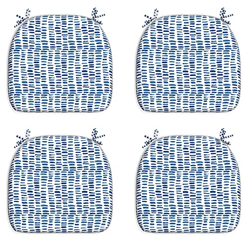 LVTXIII Outdoor Chair Cushions Set of 4 Patio Seat Cushions 16x17 Inch with Ties for Patio Furniture Chairs Home Garden Decoration Pebble Blue