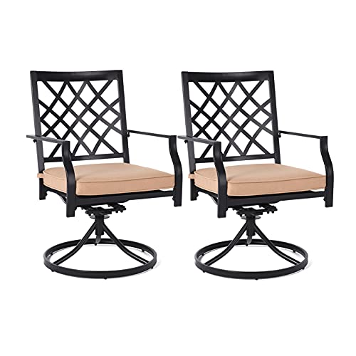 MEOOEM Outdoor Swivel Chairs Set of 2 Patio Metal Dining Rocker Chair with Cushion Suports 300lbs for Garden Backyard