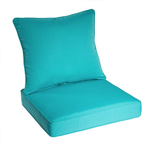 Art Leon inOutdoor Patio Deep Seat Cushions with Back for Patio Furniture Wicker Lounge Chair Including One Backrest and One Seat Cushion (Teal)