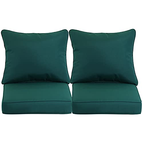BPS 24 x 24 Sofa Cushion Patio Furniture Outdoor Deep Seat Single Chair Back Olefin Fabric Slipcover Sponge Foam  Set of 2