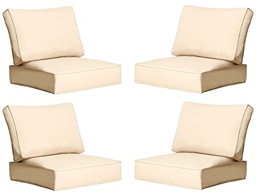 Creative Living 4PC Chat 24x24 Outdoor Deep Seating Patio Replacement Cushions 4 Count (Pack of 1) Beige