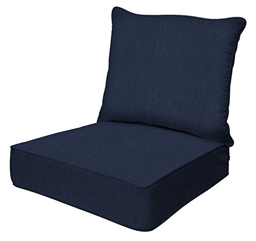 Honeycomb IndoorOutdoor Textured Solid Indigo Blue Deep Seat Chair Cushion Set Recycled Polyester Fill Weather Resistant Patio Cushions Seat 24 W x 23 D x 65 T Back 27 W x 23 D x 8 T