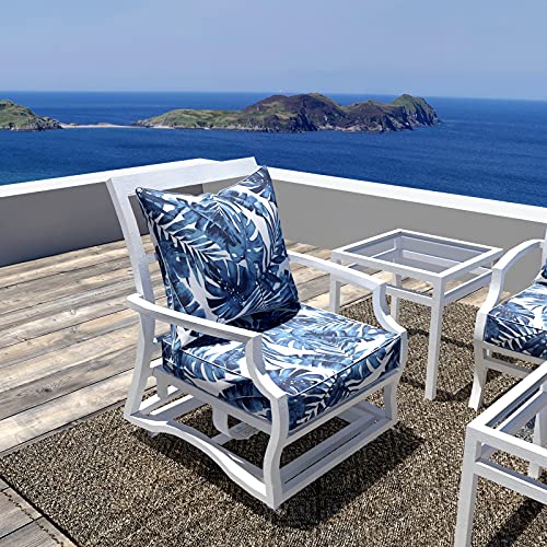 LVTXIII OutdoorIndoor Deep Seat Cushions All Weather Deep Seat Chair Cushion Set for Patio Furniture Palm Blue