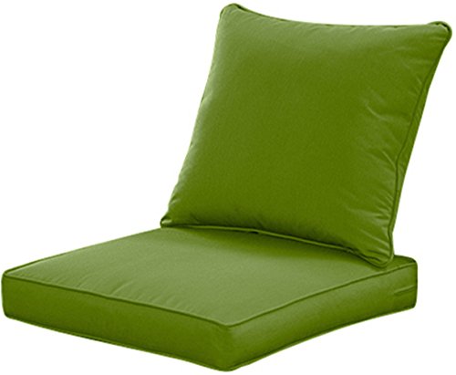 QILLOWAY OutdoorIndoor Deep Seat Cushions for Patio Furniture All WeatherLawn Chair Cushion 24 x 24 inch 1 Set(Green)