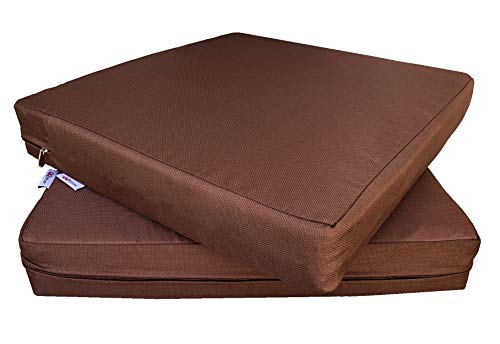 QQbed 2 Pack Outdoor Patio Deep Seat Memory Foam (Seat and Back) Cushion Set with Waterproof Internal Cover  Size 24X22X4 Chocolate Brown