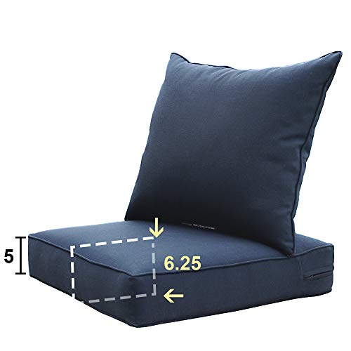 SewKer Outdoor Chair Cushion 24x24 Deep Seat Patio Furniture Replacement Cushions Set  Dark Blue