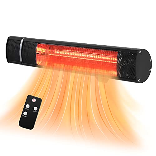 Electric Patio Heater 1500W Outdoor Heater 2022 UPGRADE VERSION with 3 Power Settings Infrared Heater with Remote Control Overheat Protection Super Quiet Wall Mounted Space Heater InOutdoor TW15R