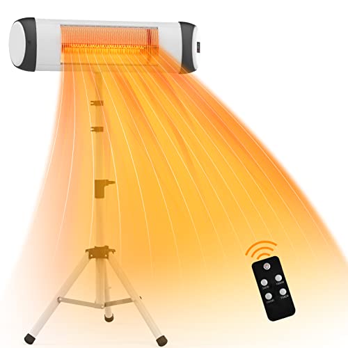 Outdoor Heater  1500W Electric Patio Heater for Outdoor Use w Remote  3 Setting 24H Timer WallMounted or Stand Infrared Heater w Tipover Protection 1S Fast Heat Garage Heater for Indoor Use