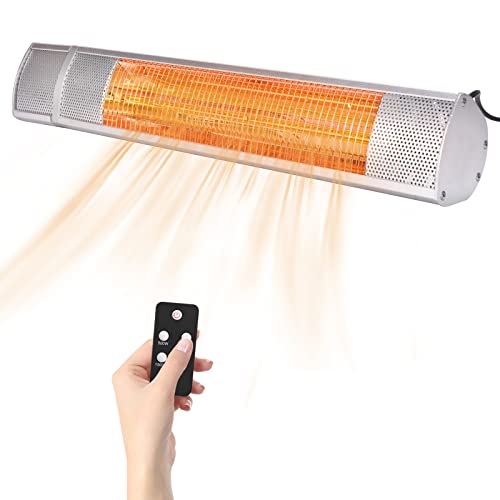 Panghuhu88 Electric Patio HeaterWallMounted Adjustable Electric Heater Heat 500w1000w1500w Setting Backyard Wall Patio Heater with Remote Control for IndoorOutdoor