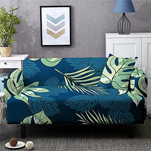 AMZAO High Stretch Sofa Covers 1 2 3 4 Seater Tropical Plant Banana Leaf Polyester Spandex Printed Elastic Couch Sofa Universal ​Slipcovers Chair Furniture Long NonSlip Protector Covers