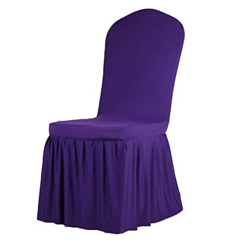 Demarkt 1PCS Spandex Pleated Skirt Swing Chair Cover Banquet Wedding Square seat Cover (Dark Purple)