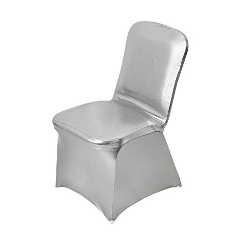Efavormart 50pcs Premium Stretchy Spandex Fitted Banquet Chair Cover for Wedding Party Event Catering  Silver