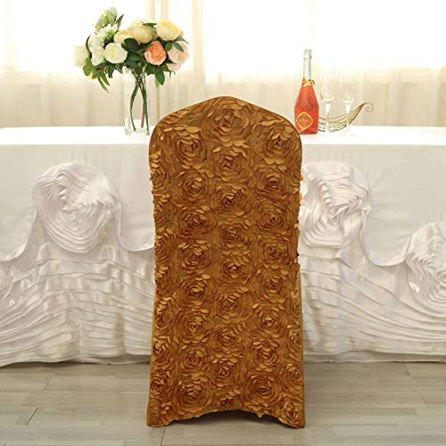 Rosette Satin Spandex Chair Cover  17  Gold  Pack of 1